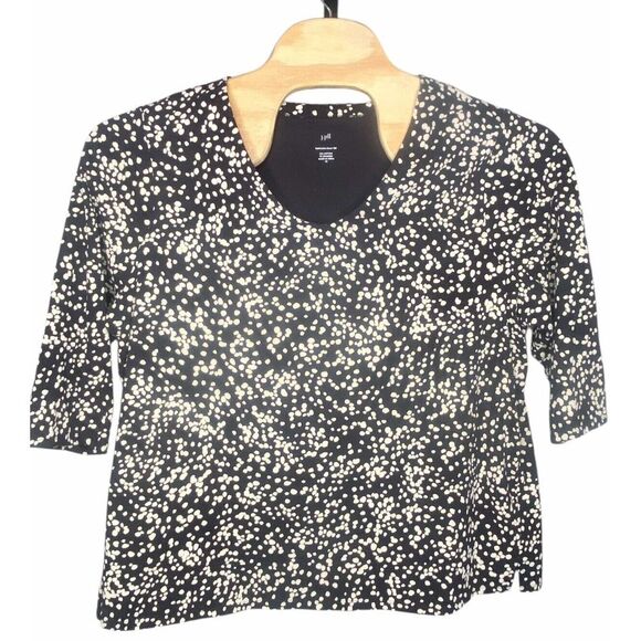 J. Jill Tops - J. Jill blouse size 2XL navy‎ blue white polka dots 3/4 sleeve Forward seam tee